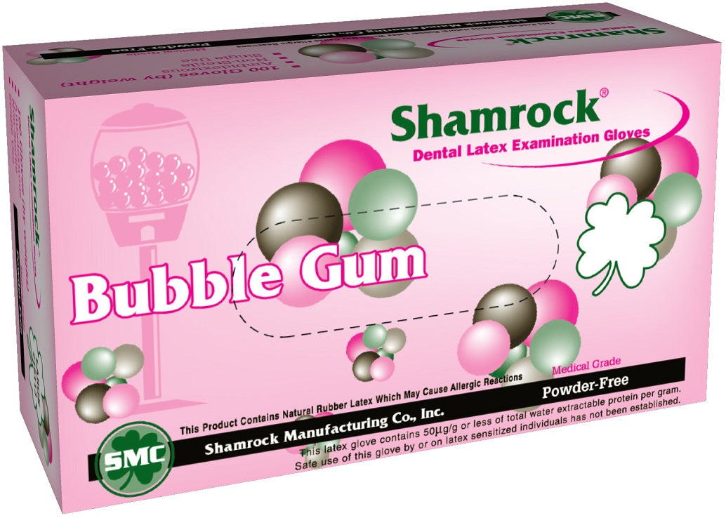 15000 Series - Shamrock Bubblegum Scent Latex Exam Powder Free Gloves